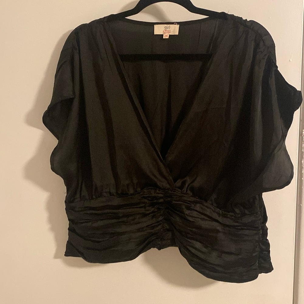 NWOT Girl Soul Black Cap sleeve Blouse top size 2X